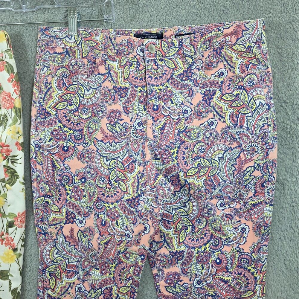2 Pairs of Charter Club Bristol Floral Print Skinny Ankle Jeans Size 12 - Picture 3 of 11